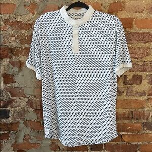 Men's Mantra White and Blue Patterned Shirt